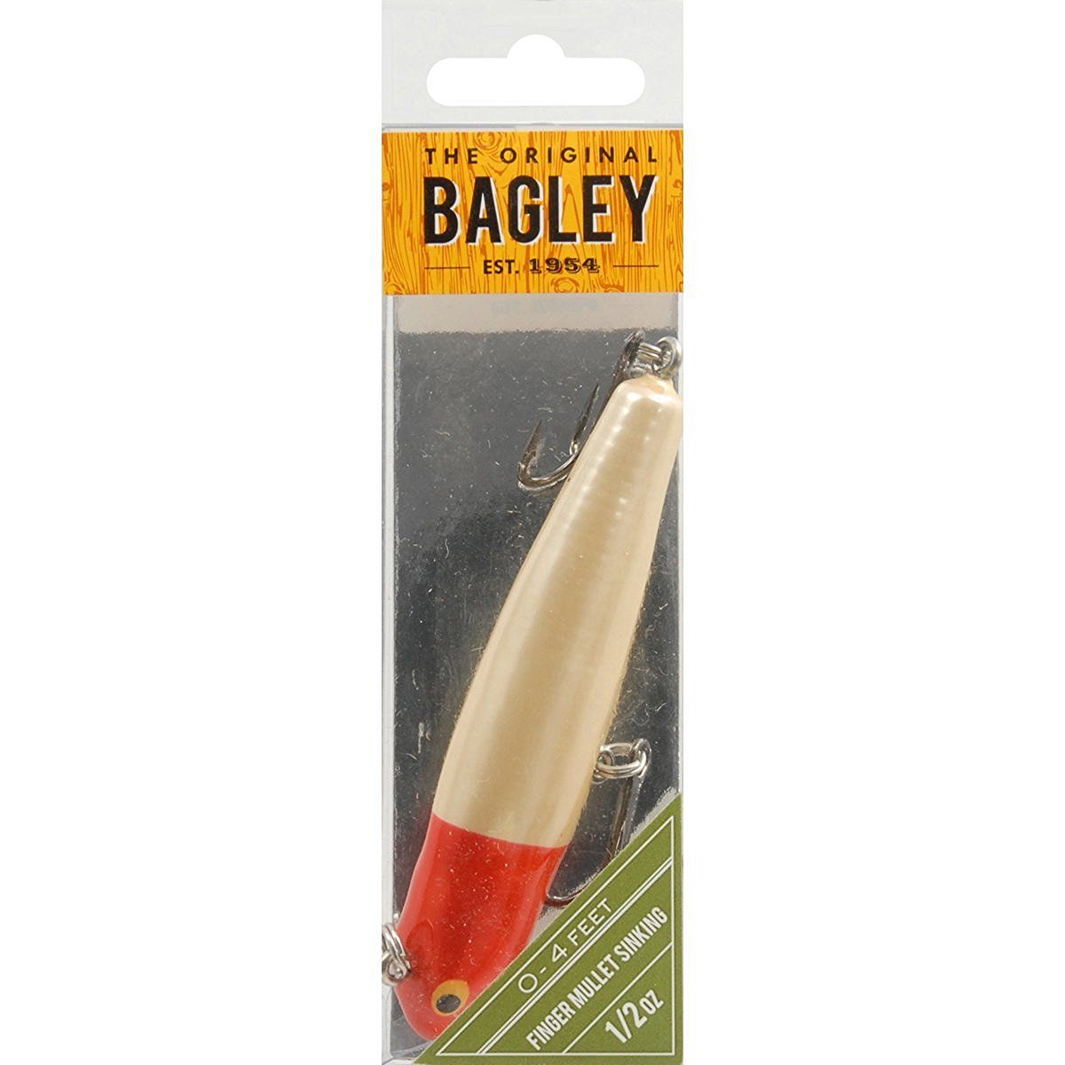 Bagley, Bagley Finger Mullet Esca da pesca affondante in vero legno di balsa, Red Head Mullet, 3