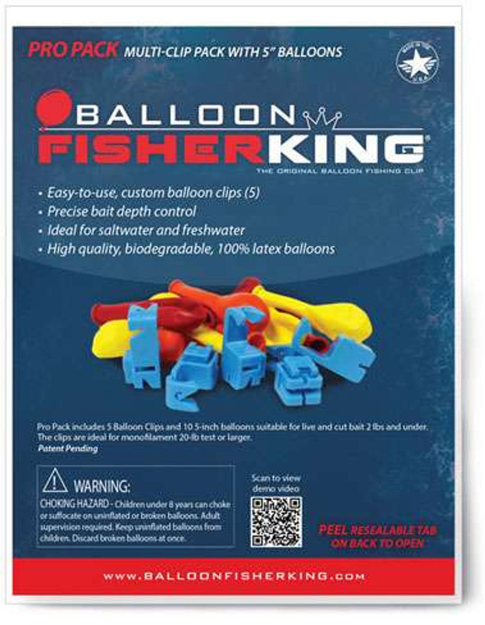Re pescatore di palloncini, Balloon Fisher King Pro Pack - 5 clip per palloncini, 10 palloncini da 5 pollici