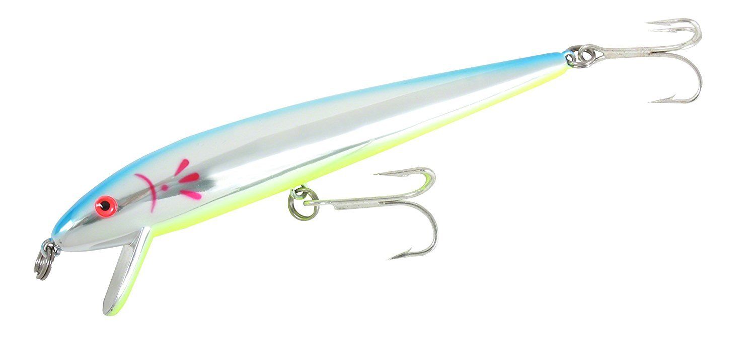 Cordell, Cordell C1017 Red Fin 1oz 7" Chrome Blue Back w/ Chart Belly Striped Bass Lure