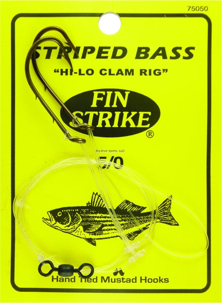 Colpo dell'aletta, Fin Strike Striped Bass Rigs Baitholder Brnz, Sz 5/0, 2Pk, Hi-Lo Clam Rig