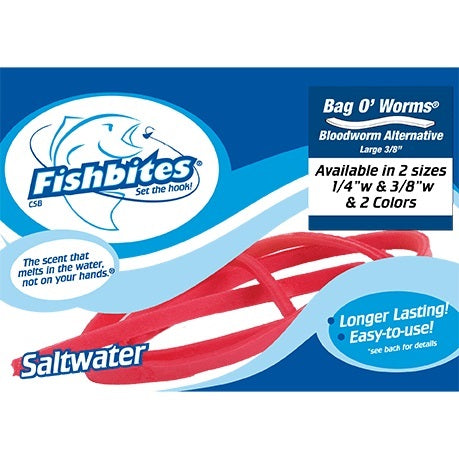Morsi di pesce, Fishbites Bag O' Worms Bloodworm Esca a durata regolare, 12", 3pz, Rosso