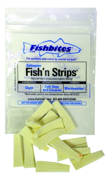 Morsi di pesce, Fishbites Fish'N Strips Esca a lunga durata per vongole, 1-1/2", 15 pz.