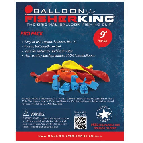 Pescatore di palloncini King, Palloncino Fisher King Multi-Clip Pro Pack con palloncini da 9", clip 10ct